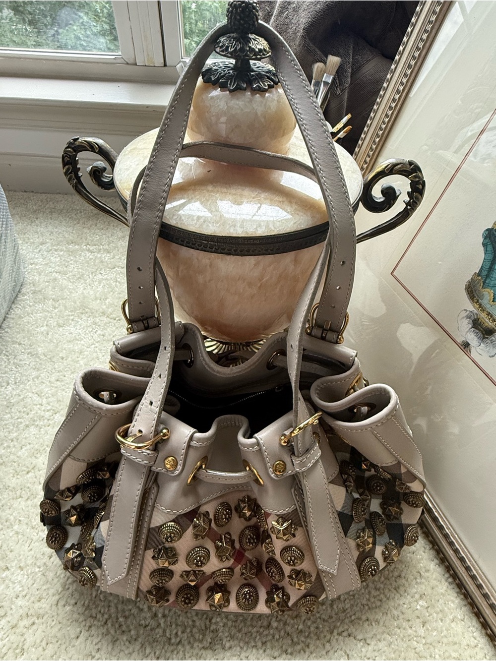 Burberry Nova Check Warrior Style Studded Bag - Picture 5 of 8